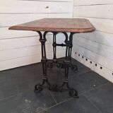 Bistro table with cast iron legs and oak top