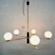 Lampadario con sfere opaline bianche, anni '60