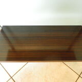 Formica TV cabinet, 2 trays, on atypical curved casters - 1960s