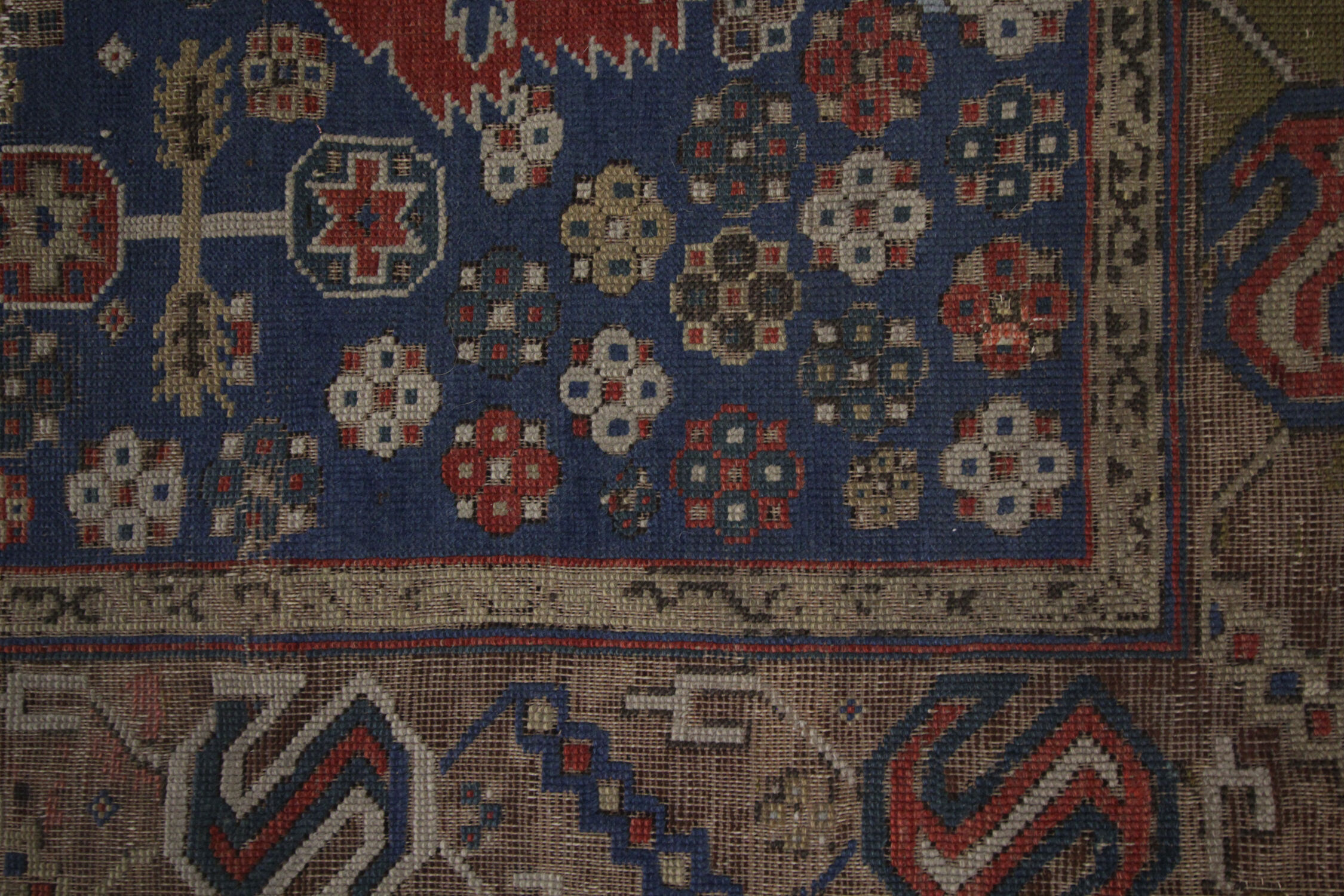 Handmade Traditional Blue Wool Persian Area Rug- 120x272cm