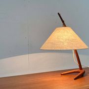 Dornstab table lamp in modern teak from the mid-century by A. Pöll for Kalmar, Vienna, 1950s.