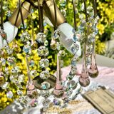 Magnificent Cascade Chandelier in Brass & Crystal Glass 1970s Vintage