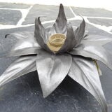 Italian silver metal flower wall lamp
