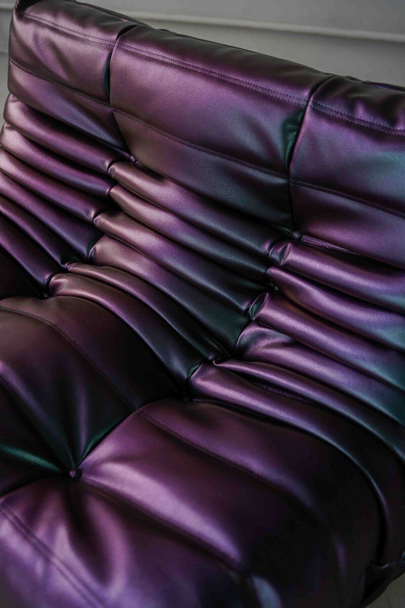 Togo 2-seater sofa in ultraviolet leather by Michel Ducaroy for Ligne Roset
