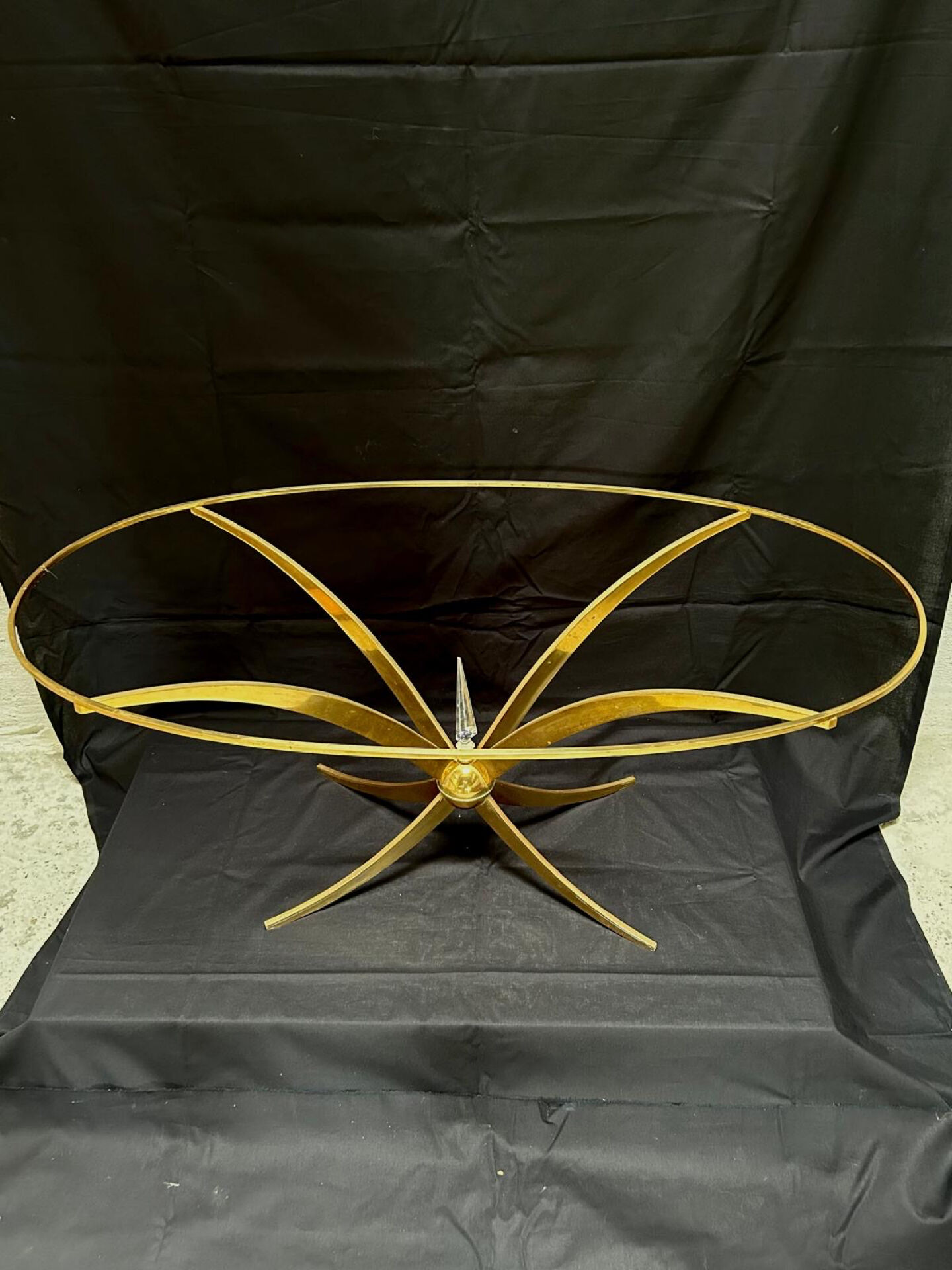 Brass and crystal coffee table, French work, 60s.