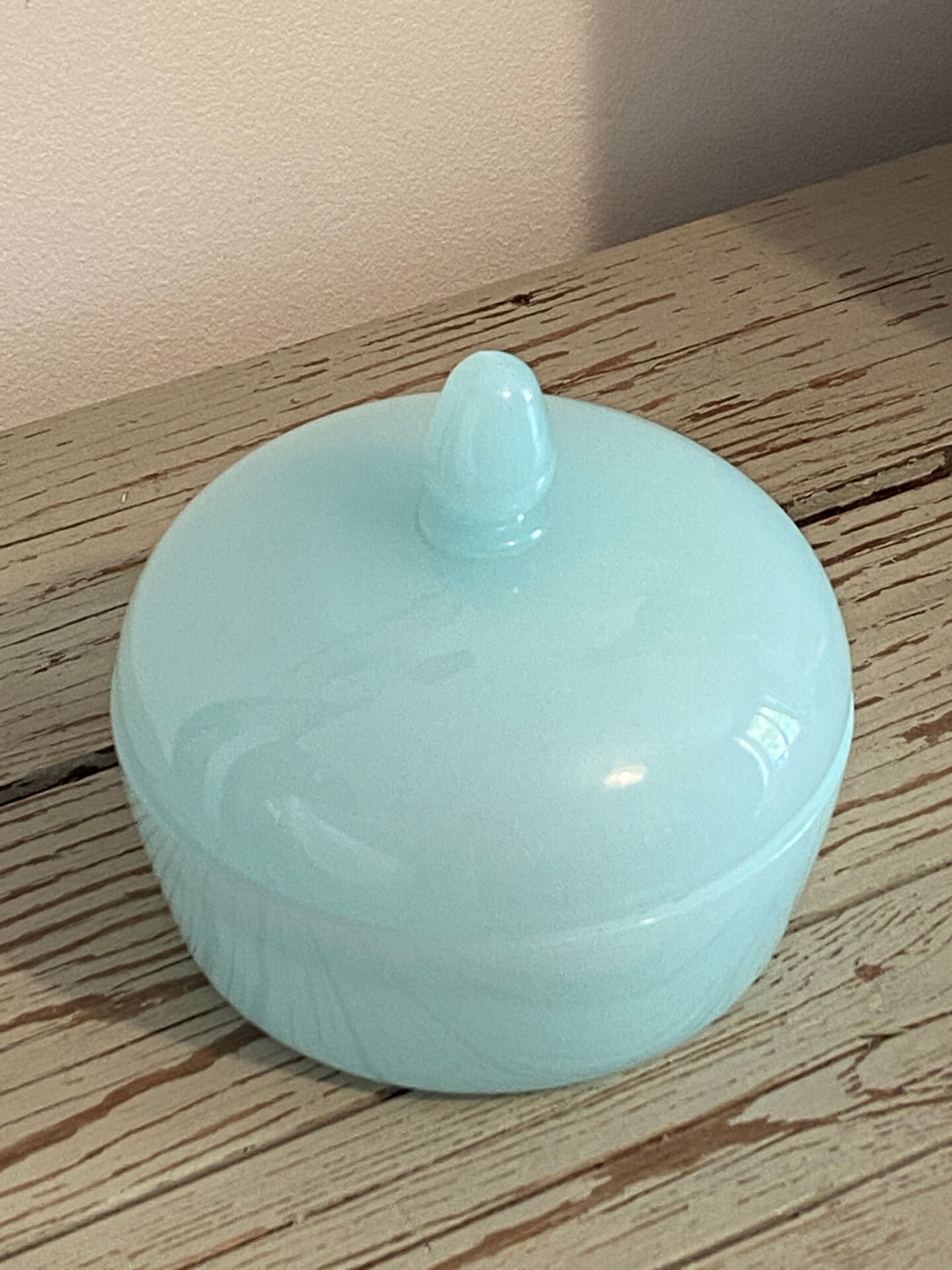 Blue opaline glass bonbonnière