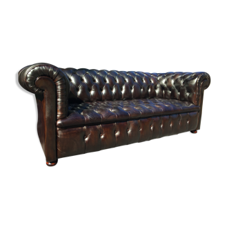 Marway 3-seater chesterfield real leather sofa