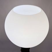 Wooden lamp in wabi-sabi brutalist style by Charles Dudouyt with white opaline.