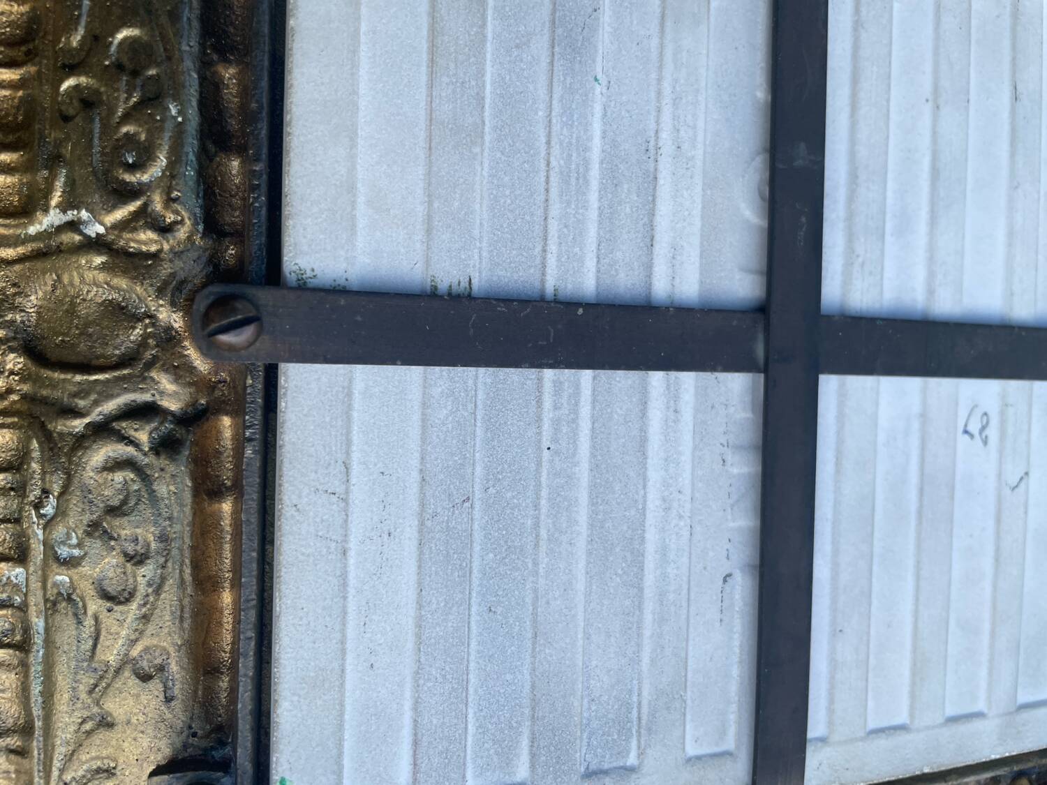 Antique bronze and faience vide-poche from Gien.