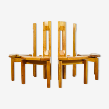 Pine dining chairs “Rantasipi” by Arnold Lerber for Laukaan Puu, Finland 1970s