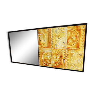 Miroir XXL verre fumé et céramique années 60