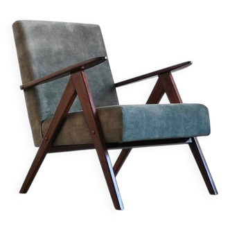 1960 Mid Century Easy Chair Model B 310 Var in Dark Sage Green Velvet