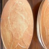 6 signed pottery fish plates
