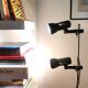 Mid century modern black metal floor lamp with 2 spot lights