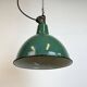 Industrial green enamel factory lamp with cast iron top, 1960s