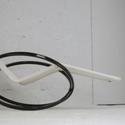Roger Lecal rocking long chair, Jetstar model, brown lask and canvas, France, 1975