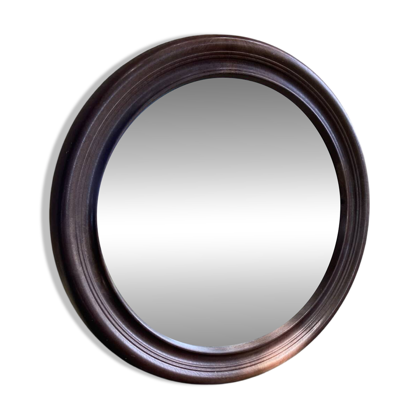 Vintage Round Mirror Wood Effect – Diameter 60 cm – Very Good Condition