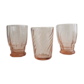 3 verres à eau roses Art déco