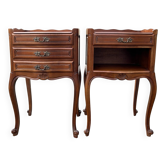 Pair of Louis XV style bedside tables, wood, vintage, early 20th century.