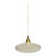 Vintage scalloped opaline glass and gold-tone metal pendant light