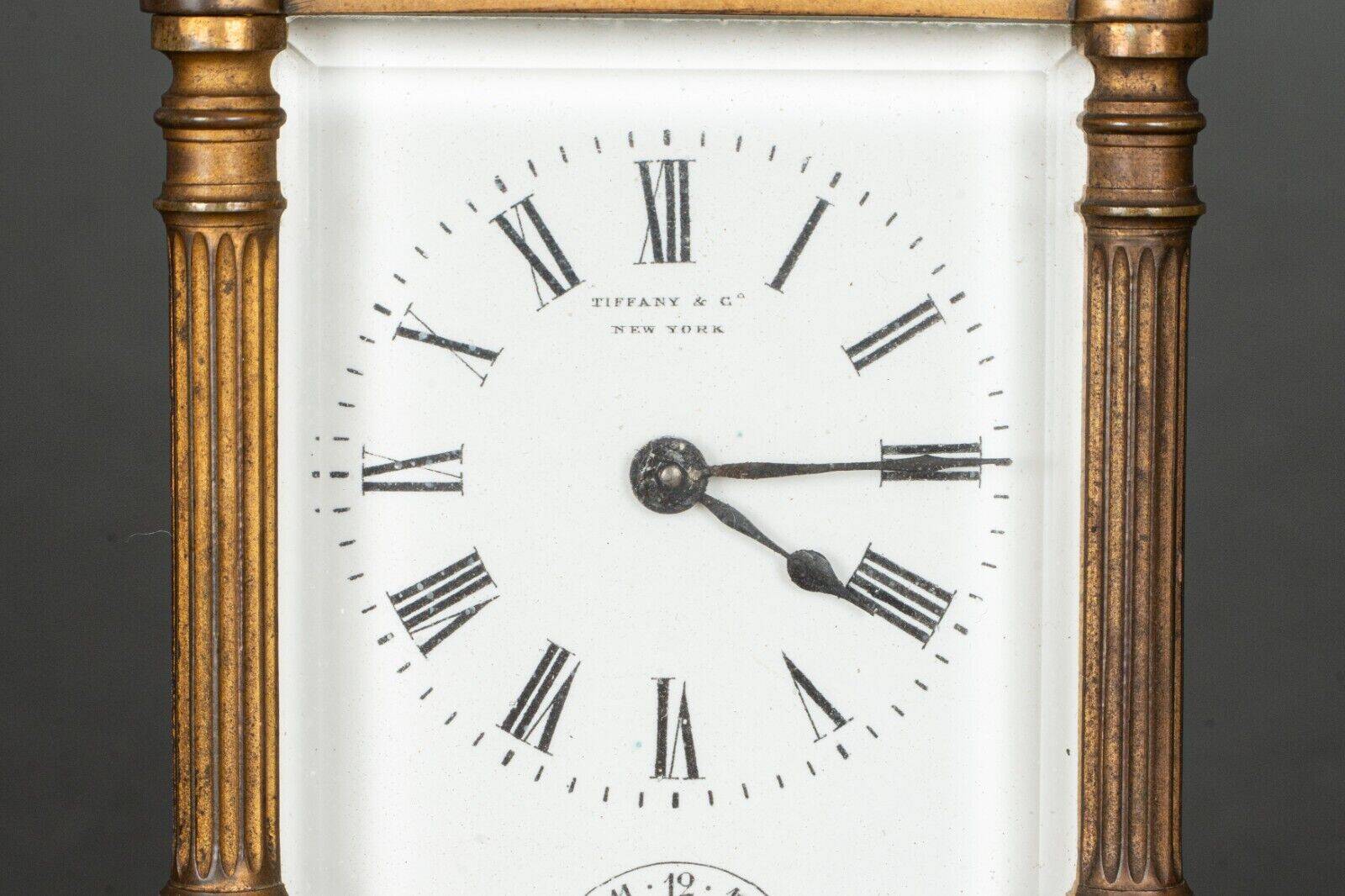 Clock Tiffany & Co New York officer's clock skeleton columns