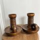 Pair of turned wooden candlesticks from the 70s