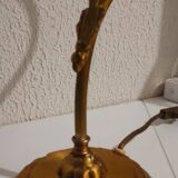 Art nouveau swan neck and tulip glass lamp
