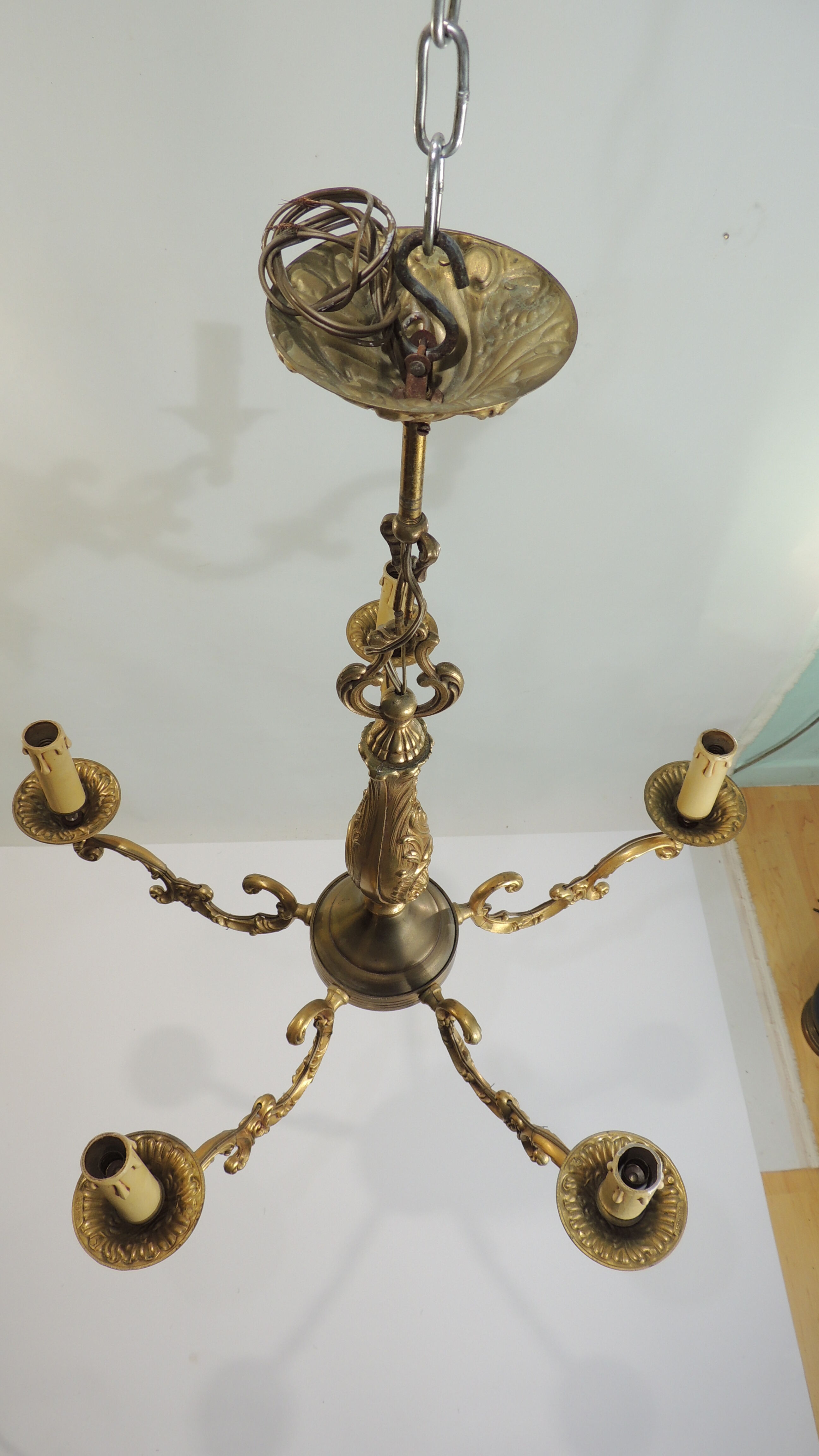 Bronze vintage five-pointed chandelier
