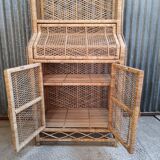 Bibliothèque en osier rotin vintage