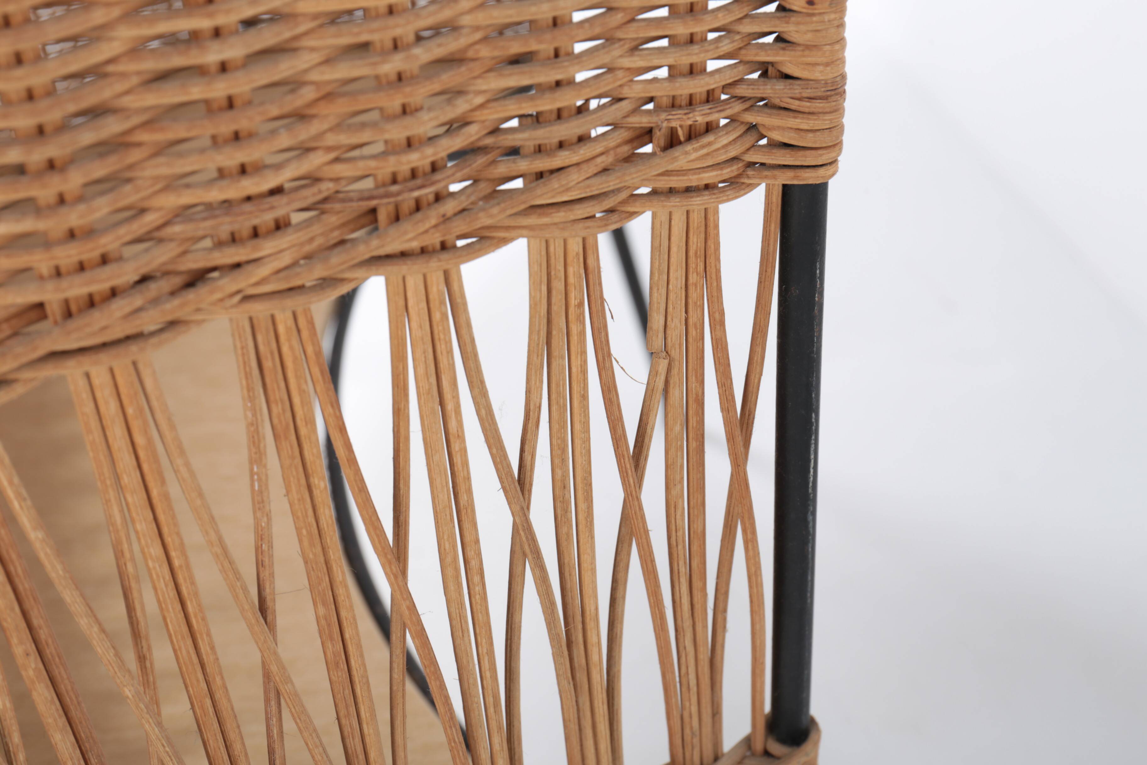 Vintage rattan and metal bar, 60s