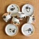 Coffee cups and plates Poterie de La Colombe tachist stoneware 50/60