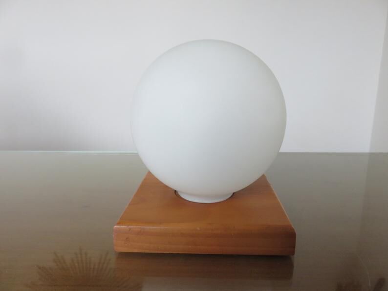 Scandinavian wood and white opaline 70s
