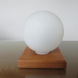 Scandinavian wood and white opaline 70s