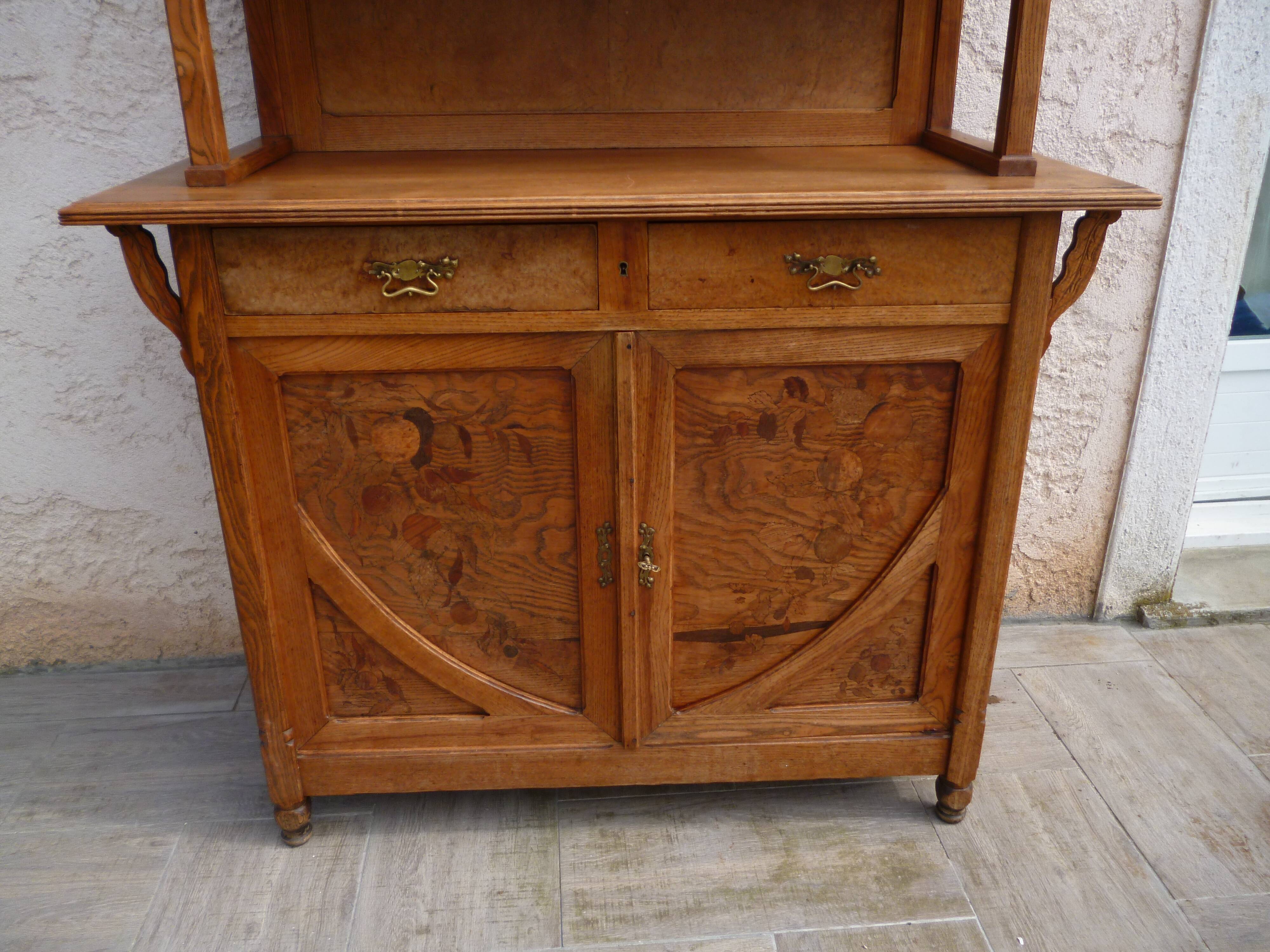 Two-body Art Nouveau buffet with Marquetry