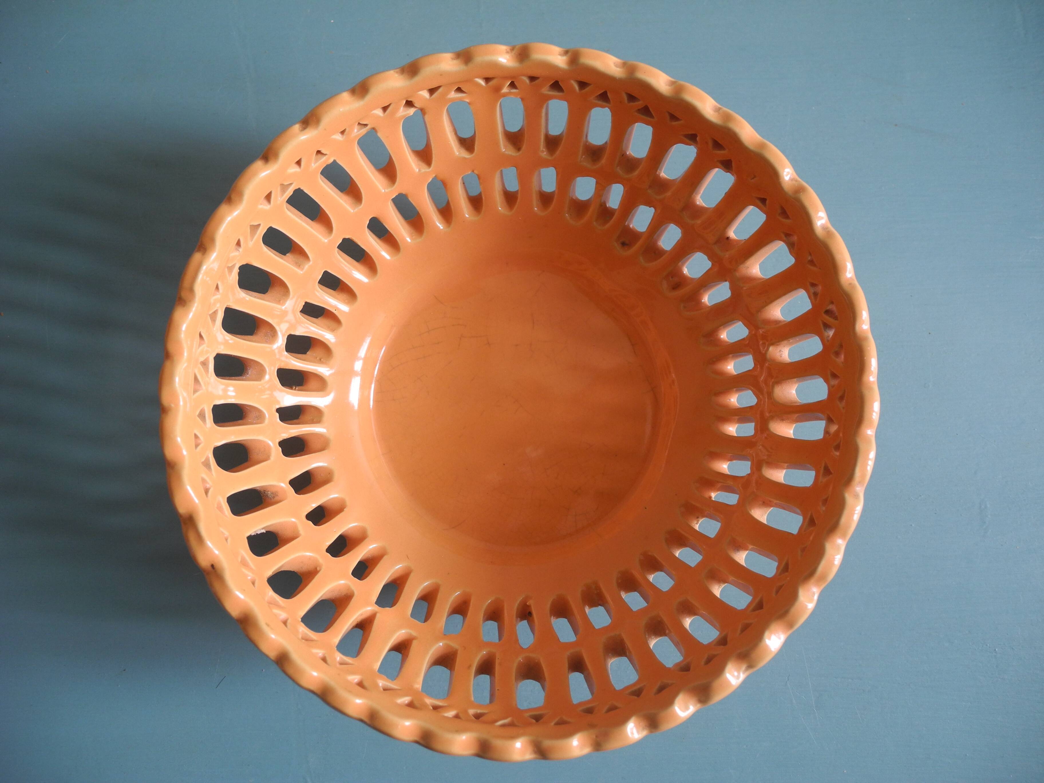 Old basket bowl earthenware vintage decorative earthenware basket