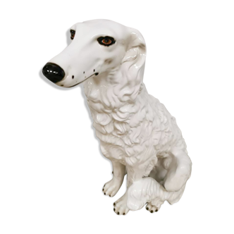 Vintage sculpture de statue de chien en céramique italienne XL