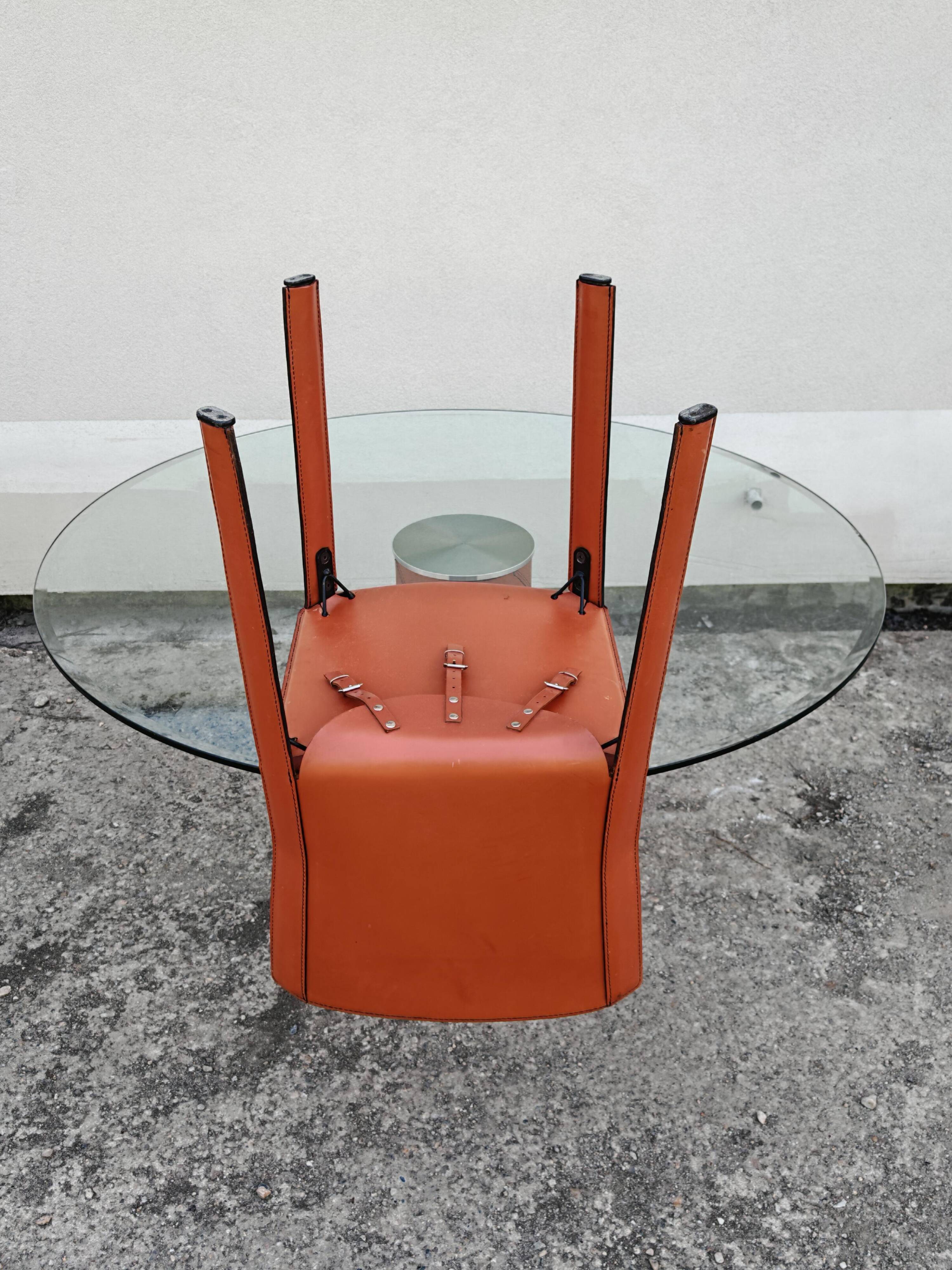Postmodern pair of leather chairs by Giancarlo Vegni for Fasem 1984