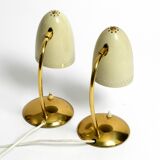 Pair of beautiful German Mid Century Modern brass table lamps with metal sh