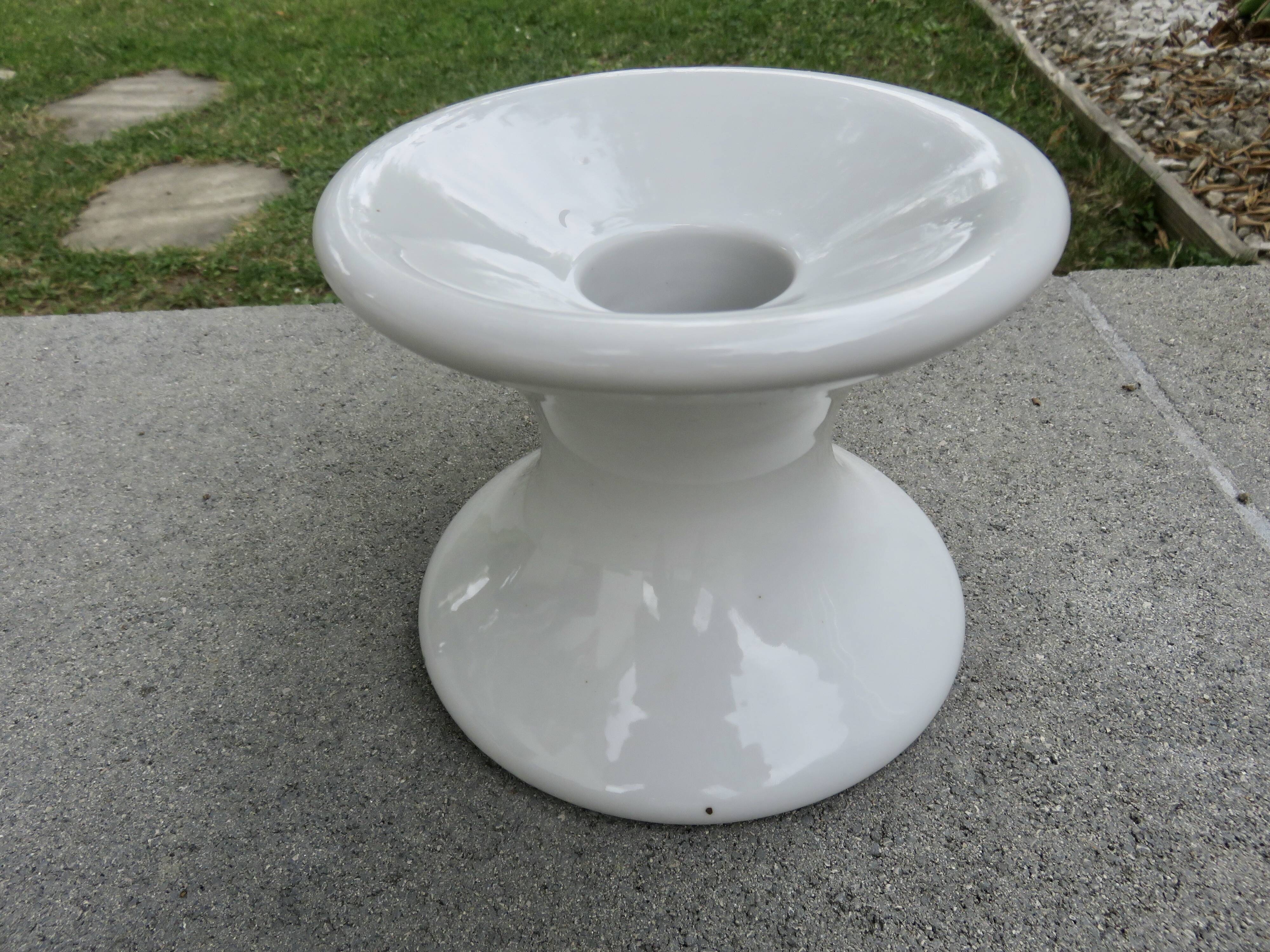 XXL diabolo candlestick in white ceramic