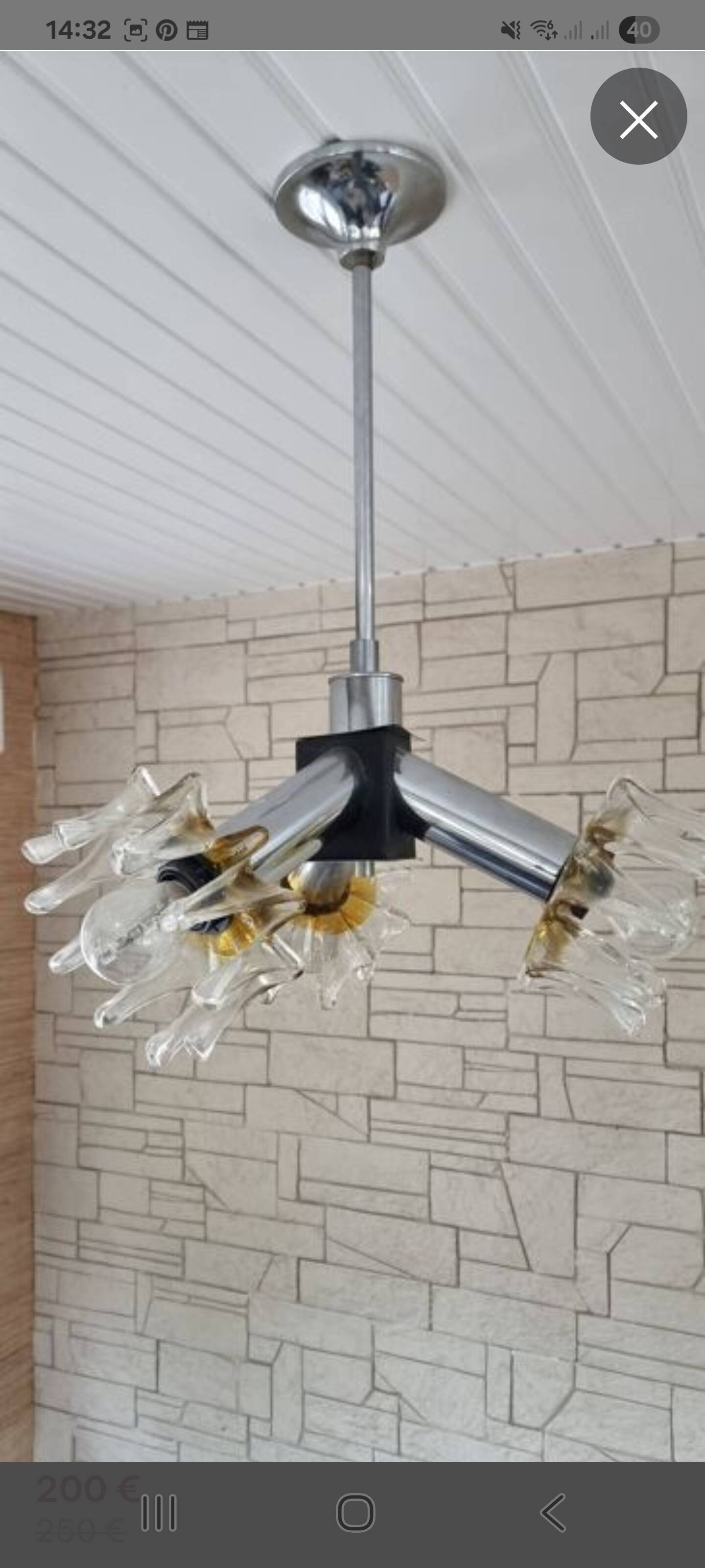 Sputnik Lamp in Murano Glass and Chrome by Mazzega, 1970s