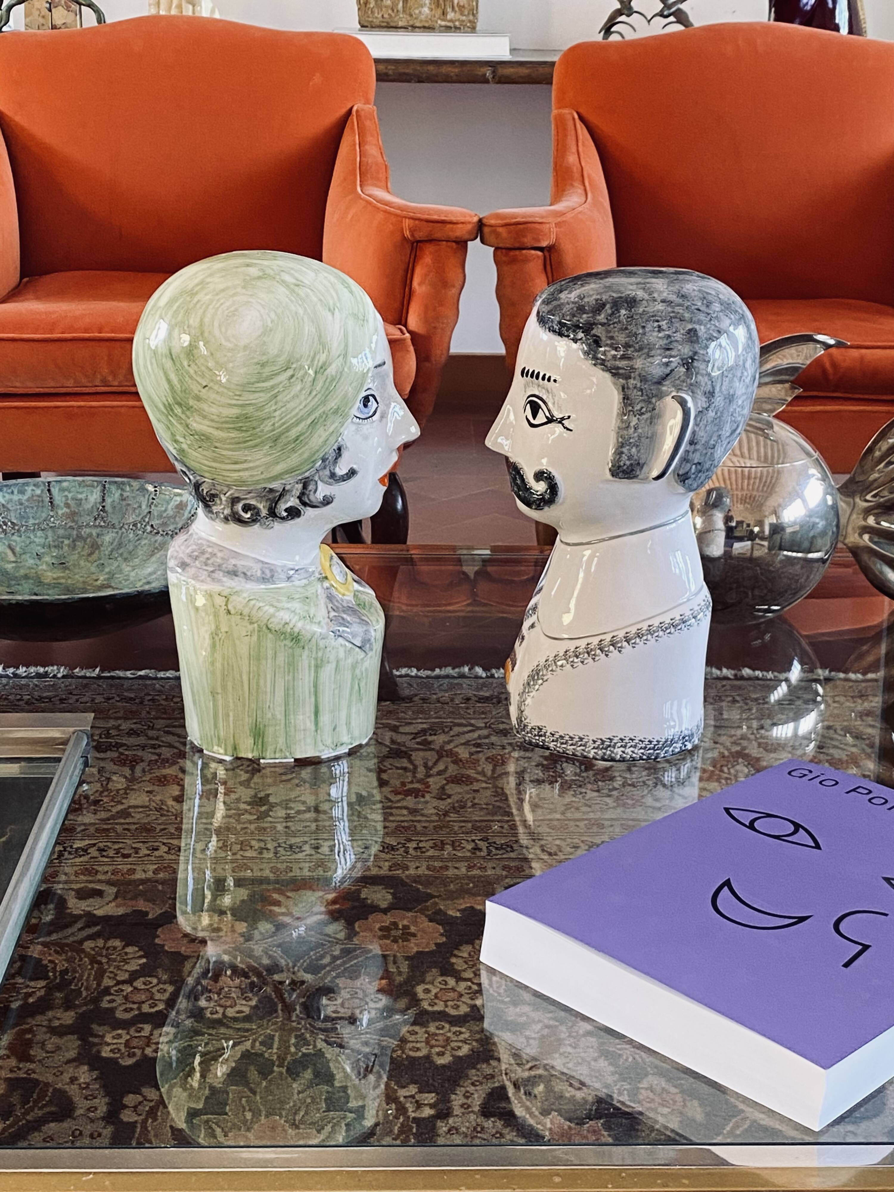 Tarcisio Tosin, Two half-bust sculptures, La Freccia, Vicenza Italy 1960s