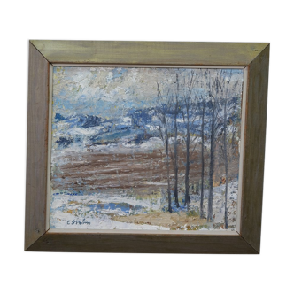 Erik Ström, Swedish painting, 1970s, Oil on panel, Framed