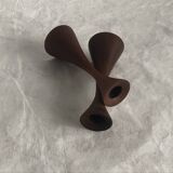 Paire de Bougeoirs en bois de Bouleau teinté vintage , design scandinave