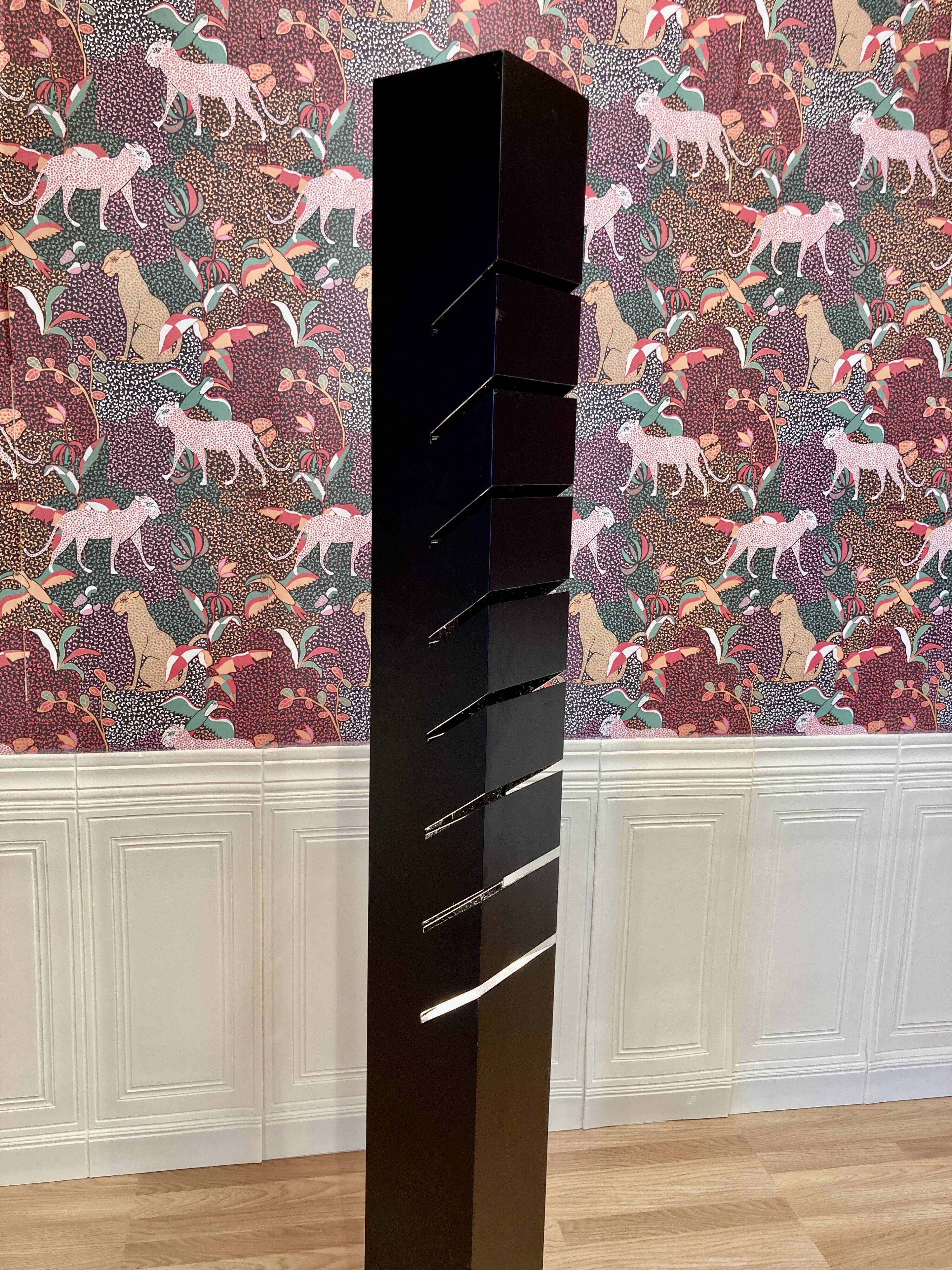 Black steel floor lamp