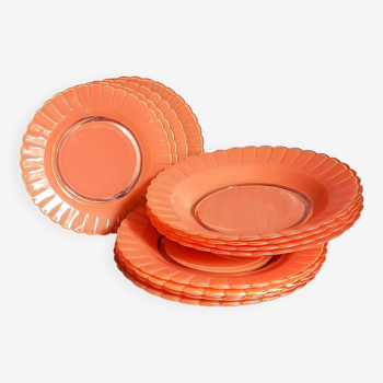 Set of vintage DURALEX mandarin daisy plates
