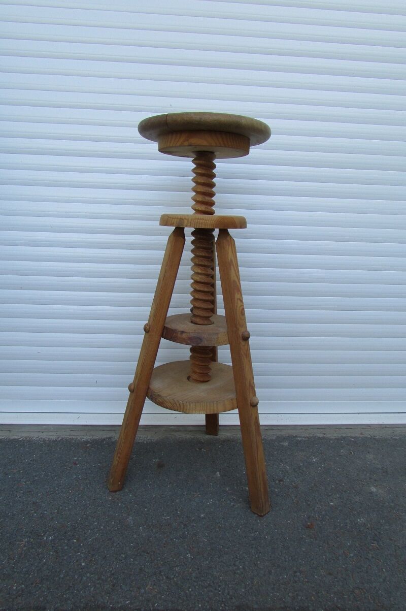 Pine industrial architect's tripod stool