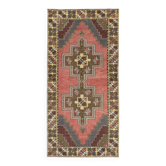 Tapis oriental vintage unique, 100 % laine, tapis turc noué à la main avec motifs tribaux.