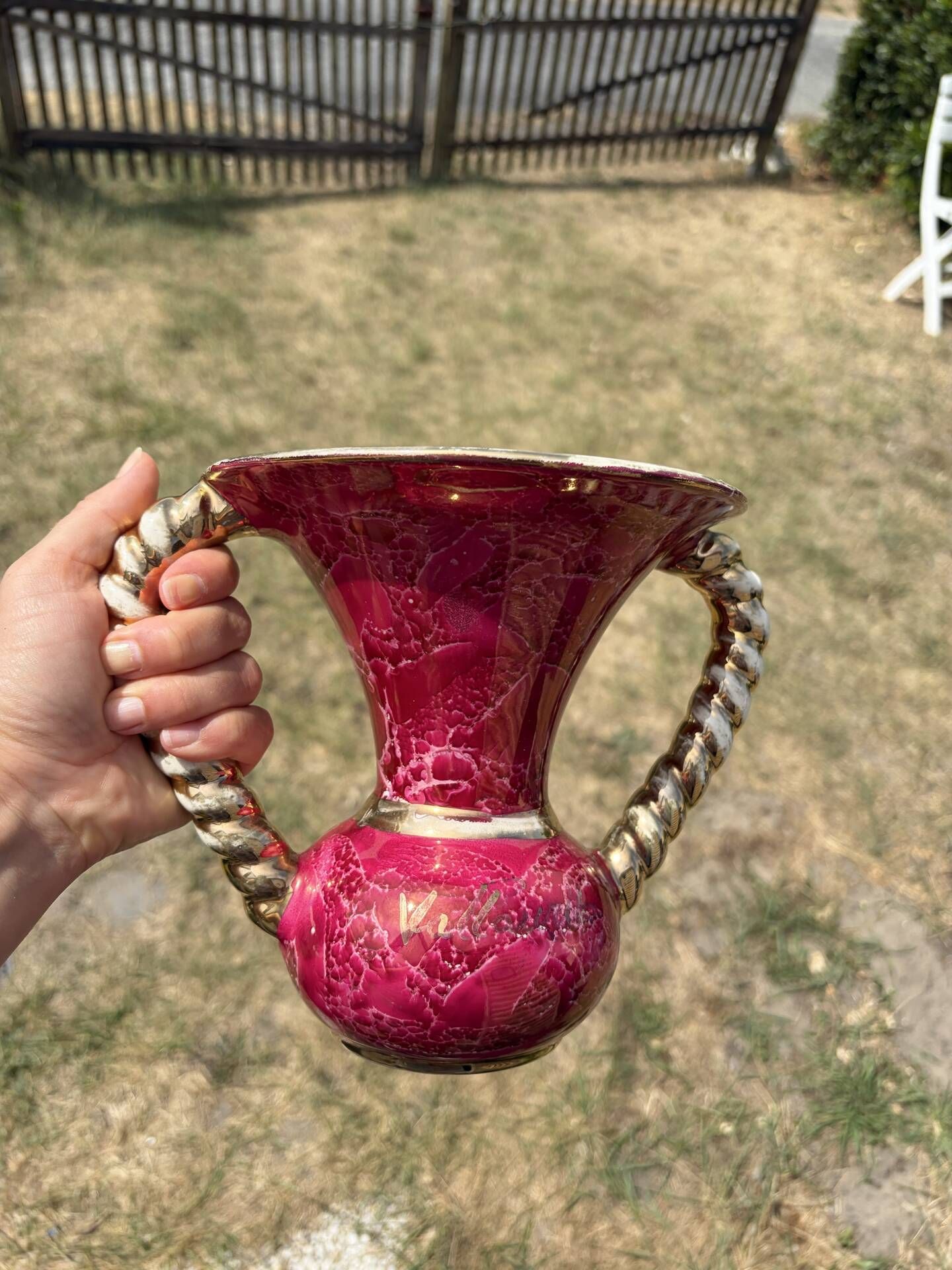 Twisted vase Vallauris rose gold vintage