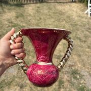 Vase torsadé Vallauris rose doré vintage