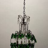 Lampe suspendue Macaroni à fleurs vertes des années 1950
